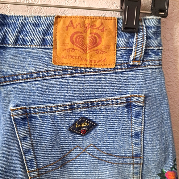 Angels Blue Jean Shorts with Floral Paint Design - Picture 5 of 6